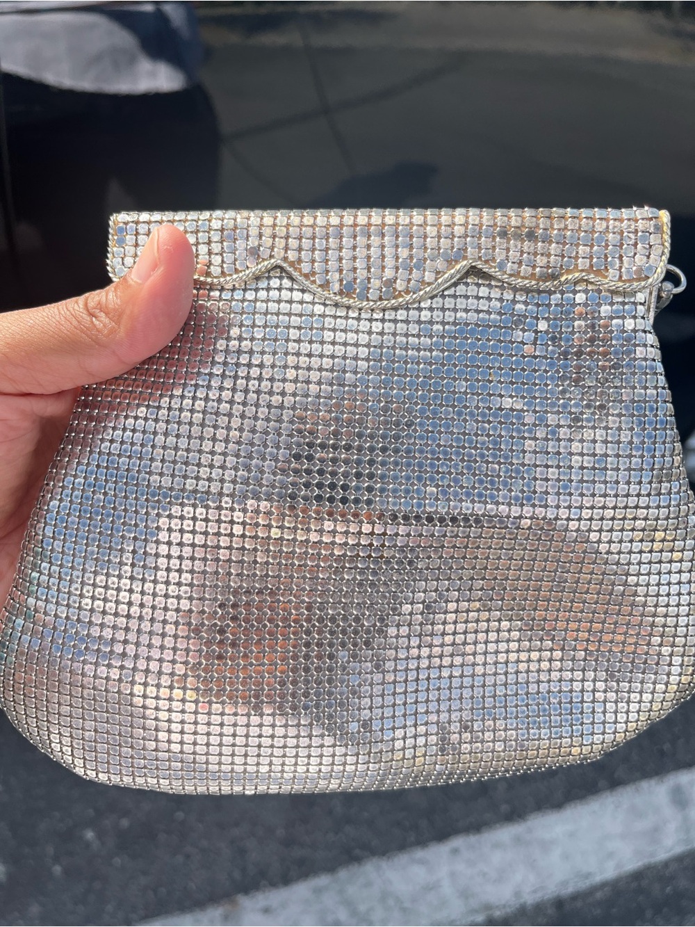 Silver Mesh Evening Clutch - Elegant Women's Bag